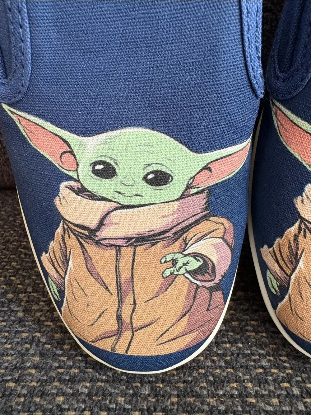 GAP Kids Navy Slip-On Sneakers with Green Baby Yoda Graphic